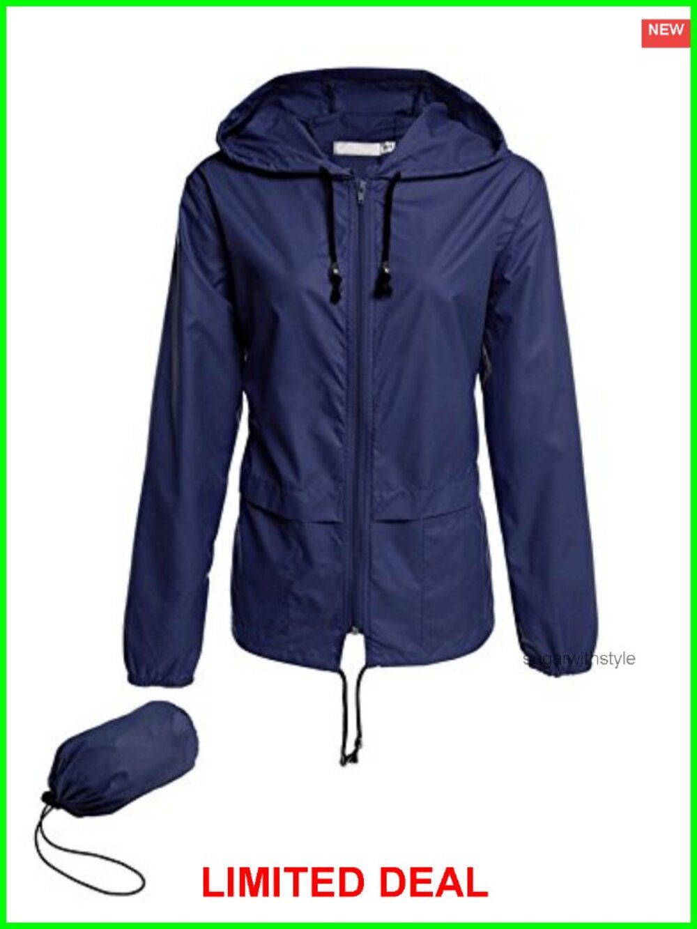 Women Lightweight Waterproof Packable Rain Jacket Hooded Windbreaker